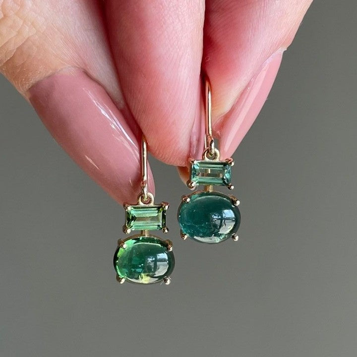 Elegant Green Tourmaline Pendant Earrings and Necklace-JEWELBUYS