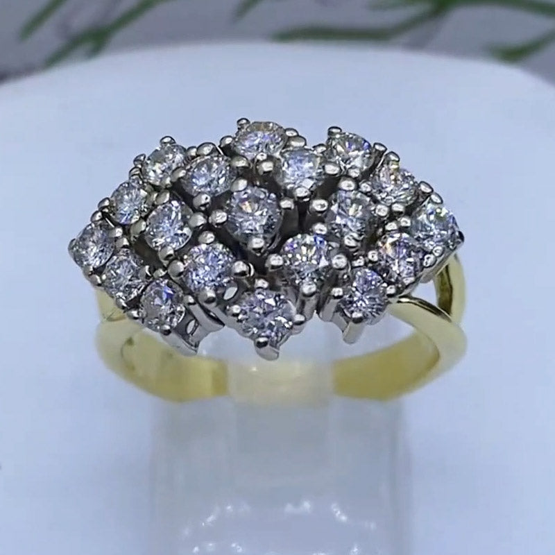 1.56Ctw Round Cut White Sapphire Cluster Split Shank Ring-JEWELBUYS
