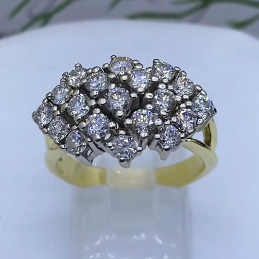 1.56Ctw Round Cut White Sapphire Cluster Split Shank Ring-JEWELBUYS