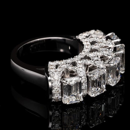 Stunning 7.0ctw Emerald Cut Pentagram White Sapphire Ring -JEWELBUYS