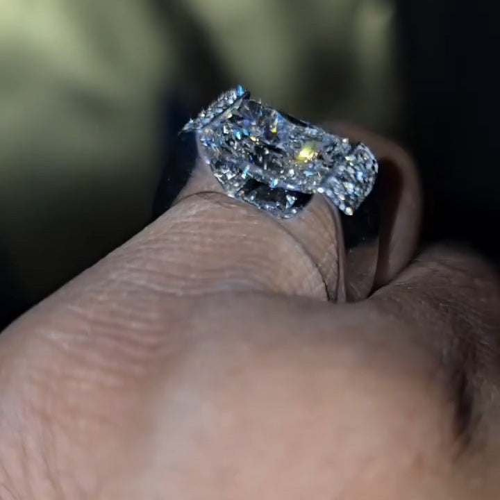 4.26ctw Radiant-Cut Men's Sapphire Engagement Ring-JEWELBUYS