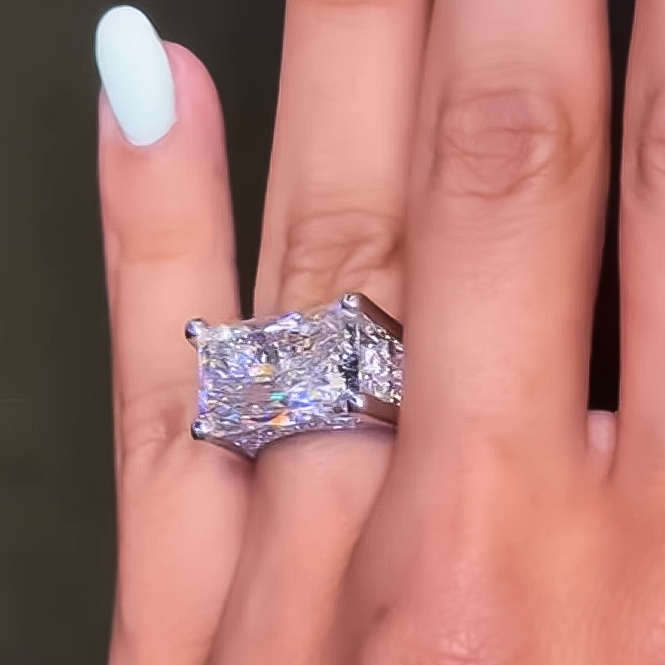 Unique 8 ctw Radiant Cut White Gemstone East-West Set Engagement Ring -JEWELBUYS