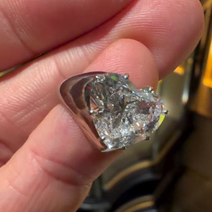 6.0Ct heart-shaped white sapphire engagement ring- JEWELBUYS