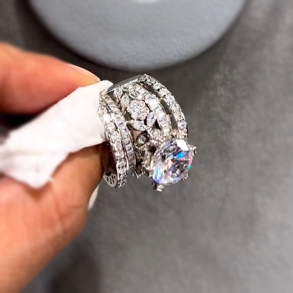 7 ctw Round Cut White Sapphire Unique Engagement Ring -JEWELBUYS