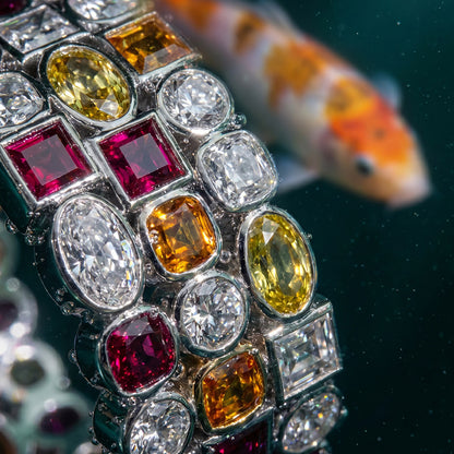 4.01Ctw Mixed-Cut Colored Sapphire Eternal Sunset Band-JEWELBUYS