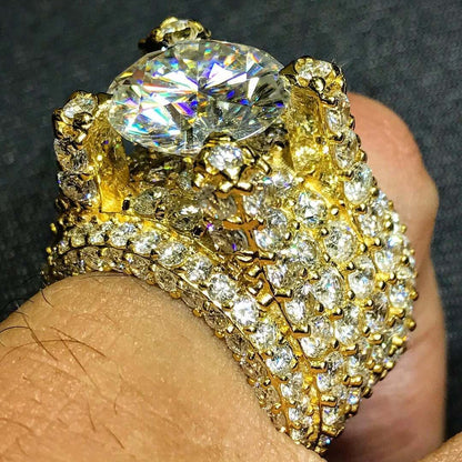 12ct Round Cut White Sapphire Pinky Ring-JEWELBUYS