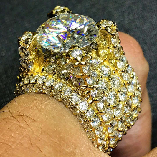 12ct Round Cut White Sapphire Pinky Ring-JEWELBUYS