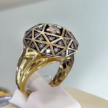 Unique 1 ctw Round Cut White Gemstone Honeycomb Engagement Ring -JEWELBUYS