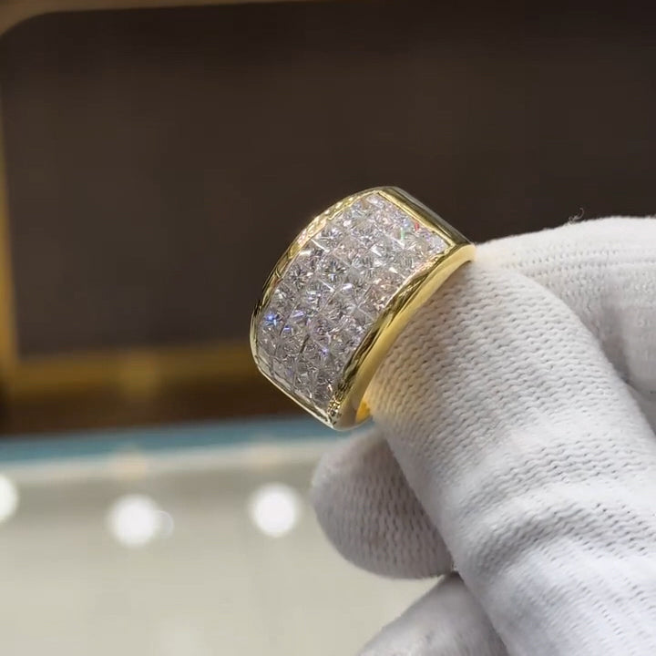 3.0 CTW Square-Cut Invisible-Set Sapphire Eternity Ring-JEWELBUYS