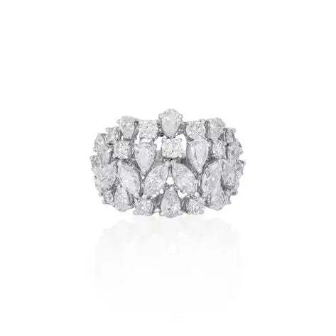5 ctw White Sapphire Multi-Cut Cocktail Ring - JEWELBUYS