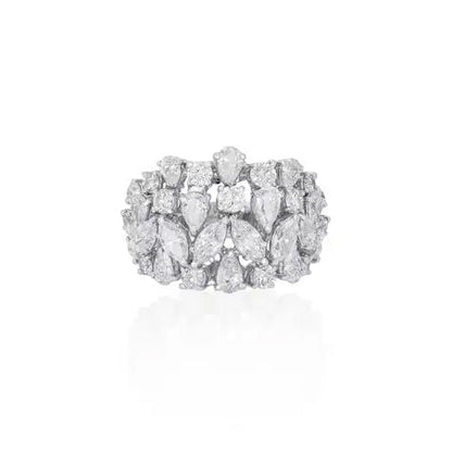 5 ctw White Sapphire Multi-Cut Cocktail Ring - JEWELBUYS