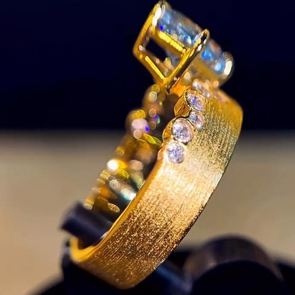 3.11Ctw Radiant Cut Aquamarine Sapphire Fashion Cocktail Ring-JEWELBUYS