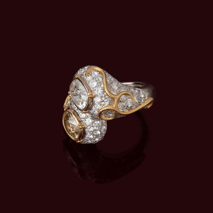 3.52Ctw cushion-cut sapphire bypass ring- JEWELBUYS