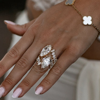 13.5 ctw Pear and Marquise-Cut Dual-Sapphire Engagement Ring