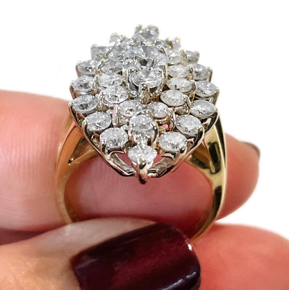 6 ctw Round Cut White Sapphire Cluster Ring -JEWELBUYS