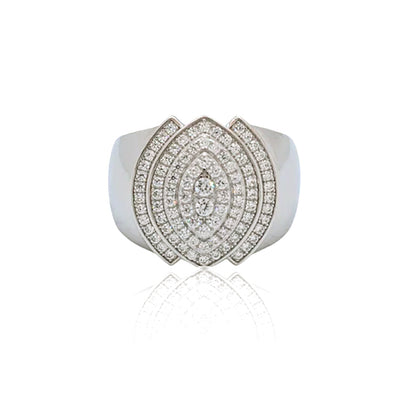 1.2Ctw Layered Marquise-Cut Halo Round Sapphire Elegant Ring-JEWELBUYS