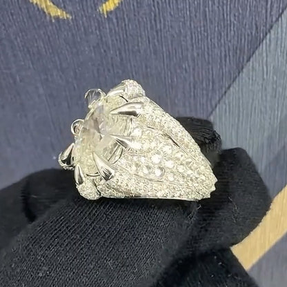 Gothic 5ct Oval Cut Center With An Inverted Set Diamond Shank White Sapphire Women's Engagement Ring in Silver-JEWELBUYS