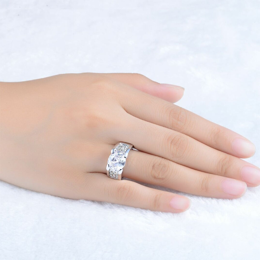 6.0ctw Oval Cut Stuff Set Fashionable Anniversary Ring -JEWELBUYS