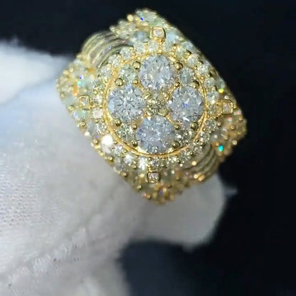 4.2Ctw Round and baguette cut sapphire luxury engagement ring-JEWELBUYS