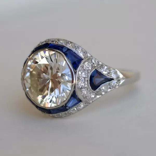 3.8ct Vintage Round Cut White Sapphire Women's Engagement Ring-JEWELBUYS