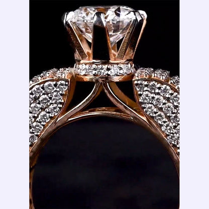 4.27ctw Round Cut White Sapphire Embellished Engagement Ring-JEWELBUYS