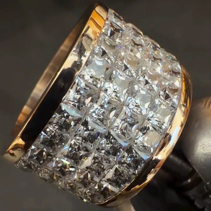 4.0Ctw Princess Cut Invisible Sapphire Wide Ring-JEWELBUYS
