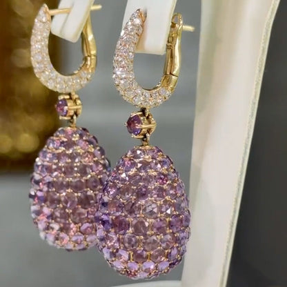 4.0Ctw Amethyst teardrop pendant earrings-JEWELBUYS