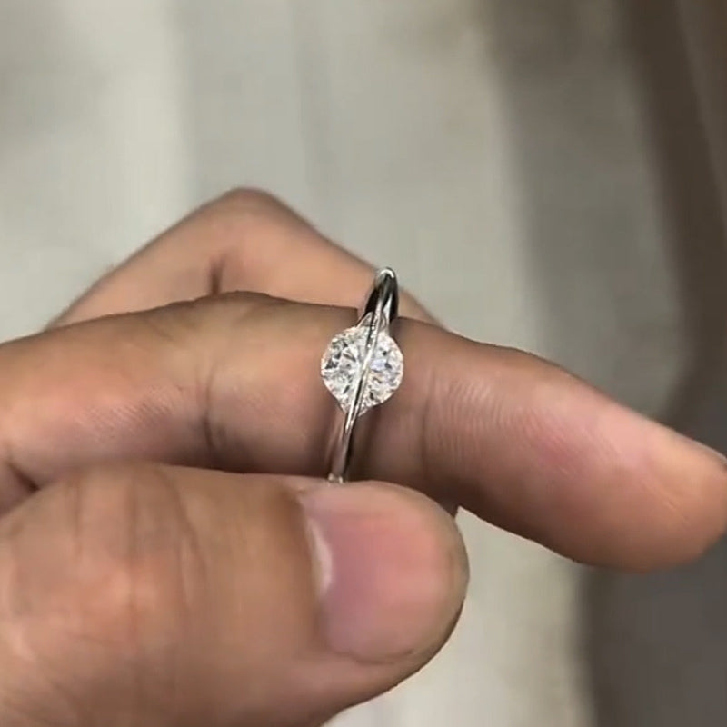 2.0ct Round White Sapphire Simple Orbit Engagement Ring-JEWELBUYS