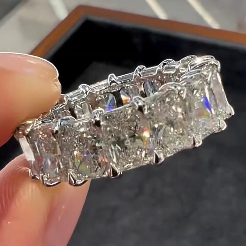 4.0ctw Radiant Cut Eternity Band Ring-JEWELBUYS