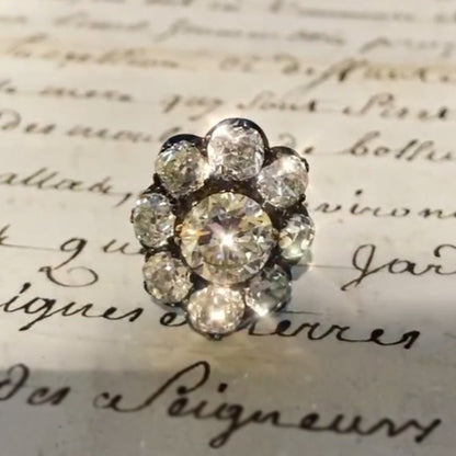 8.74ctw Spectacular Old Mine Cut Floral Pattern White Sapphire Ring-JEWELBUYS