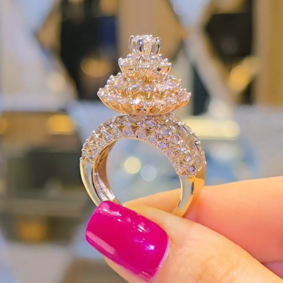 Deluxe 15 ctw White Sapphire Round Cut Engagement Ring - JEWELBUYS