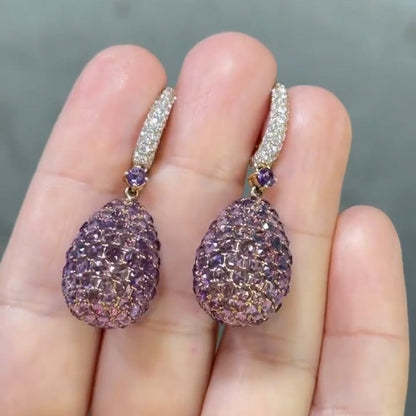 4.0Ctw Amethyst teardrop pendant earrings-JEWELBUYS