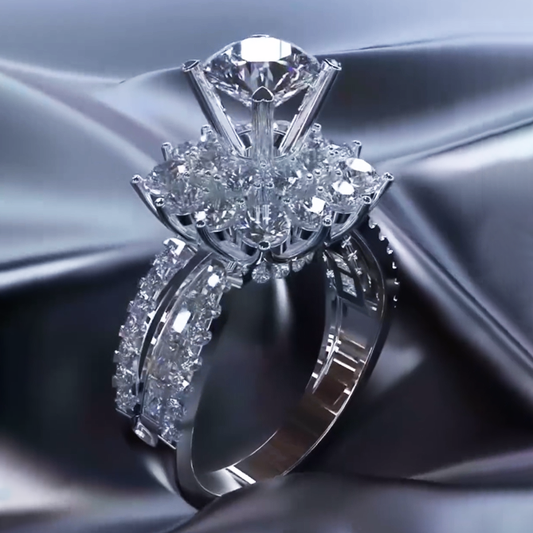 Deluxe 4.0ctw White Sapphire Round Cut Engagement Ring -JEWELBUYS