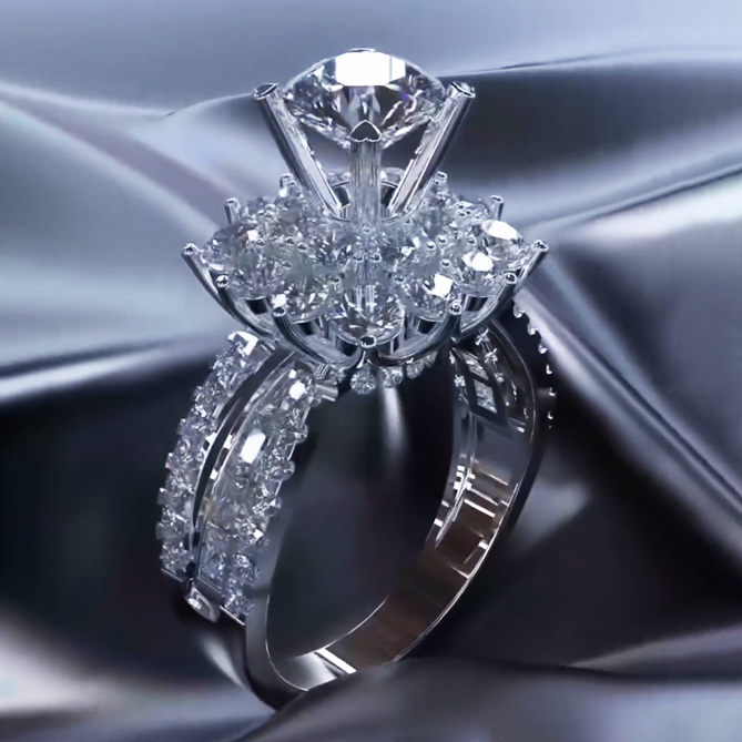 Deluxe 4.0ctw White Sapphire Round Cut Engagement Ring -JEWELBUYS