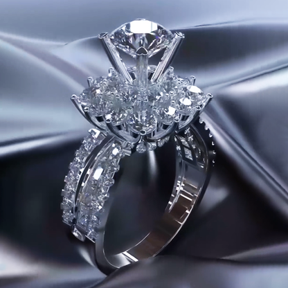 Deluxe 4.0ctw White Sapphire Round Cut Engagement Ring -JEWELBUYS