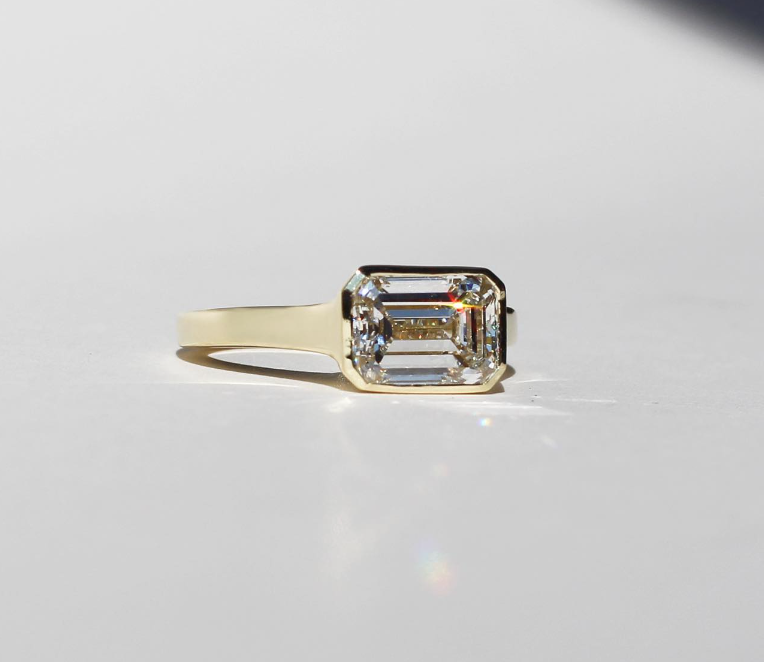 2ct Emerald Cut White Sapphire Minimalist Design Engagement Ring-JEWELBUYS