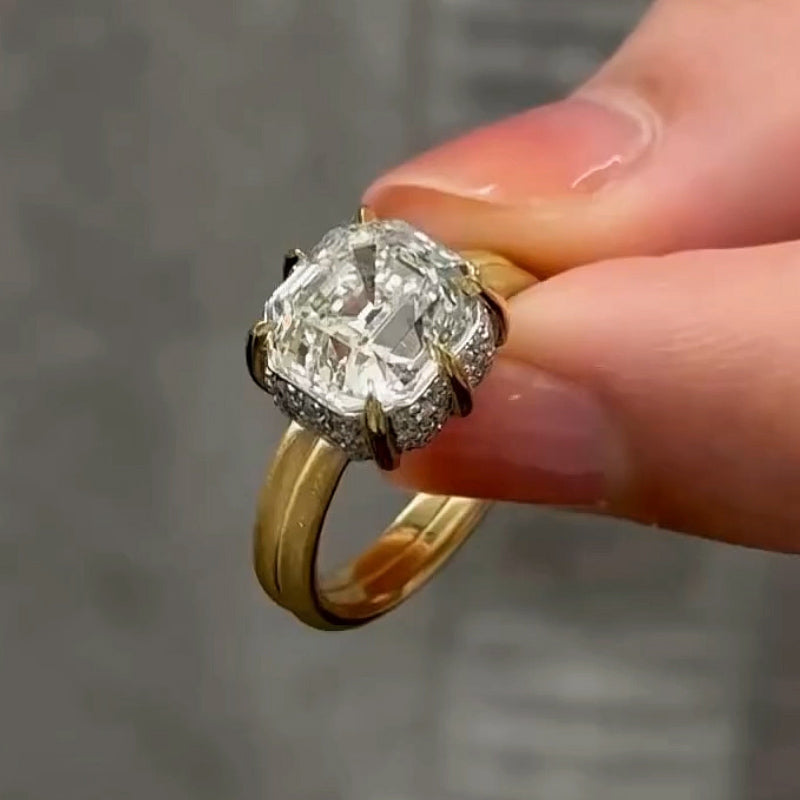 Seductive 3.5ct Asscher Cut White Sapphire Vintage Style Engagement Ring-JEWELBUYS
