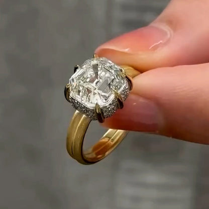 Seductive 3.5ct Asscher Cut White Sapphire Vintage Style Engagement Ring-JEWELBUYS