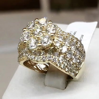 3.0Ctw Round Cut Sapphire Elegant Flower Ring-JEWELBUYS