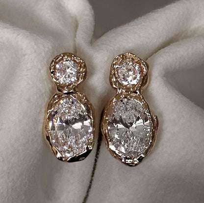 3.0Ctw round and oval-cut white sapphire double earrings-JEWELBUYS
