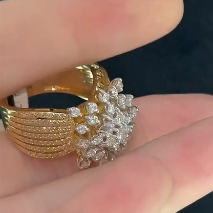 1.2Ctw White Sapphire Cluster Flower Ring-JEWELBUYS