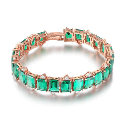 Personalized 25ctw Emerald Cut Emerald Women's Bracelet-JEWELBUYS