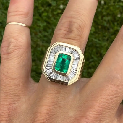 4.0Ctw emeralds and rectangular sapphires ring-JEWELBUYS
