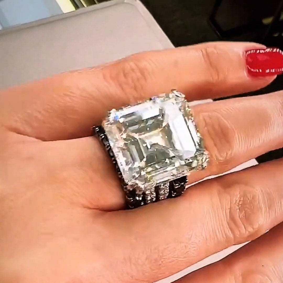 Outstanding 15ct Asscher Cut Gemstone Engagement Ring -JEWELBUYS