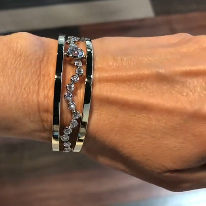 4.0Ctw Round Bezel Sapphire Bangle-JEWELBUYS