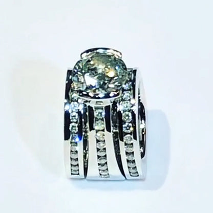 7.0ctw Round Cut White Sapphire Channel Ring-JEWELBUYS