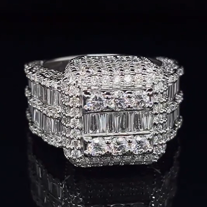 6 Carat Trapezoidal Round Cut White Sapphire Luxury Stone Cocktail Ring - JEWELBUYS