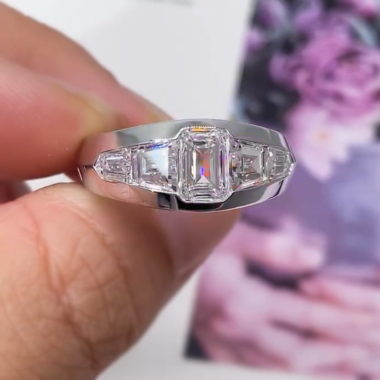 Stylish 5 ctw Octagonal Cut White Gemstone Ring -JEWELBUYS