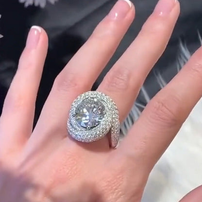 8.0ctw Round Cut White Sapphire Surround Engagement Ring-JEWELBUYS