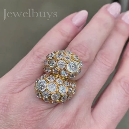 15 ctw Round Cut White Sapphire Gold Vintage Bypass Ring - JEWELBUYS